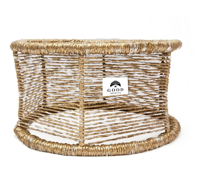 rajasthani handmade mudda Stool(Gold)