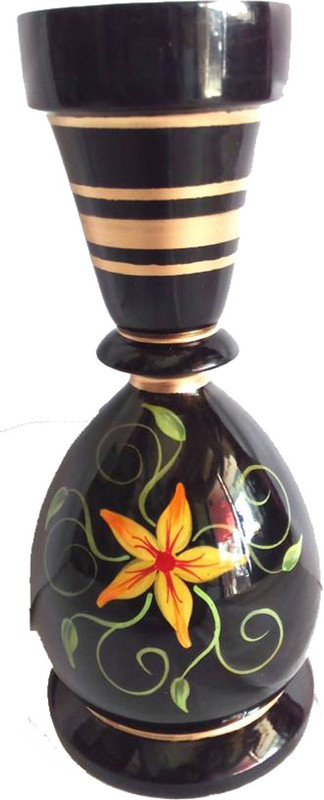 primium wooden flower vase set 1 Wooden Vase(23 inch, Black)