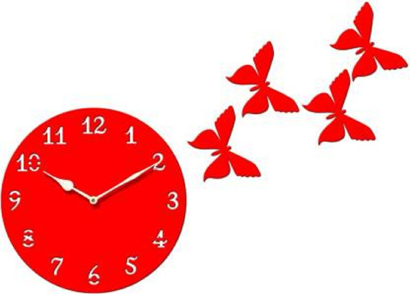 mishty Analog 25 cm X 25 cm Wall Clock(Red, Without Glass)