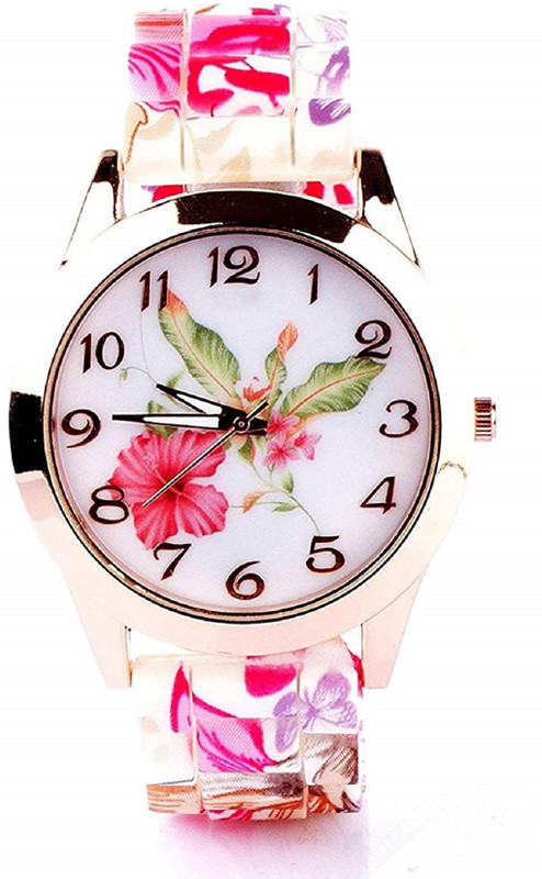 bizolo NEW BEST Analog Multi Colour Dial Floral Print Belt Women Watch & Girls Watch - Pnk Floral-M Analog Watch  - For Girls