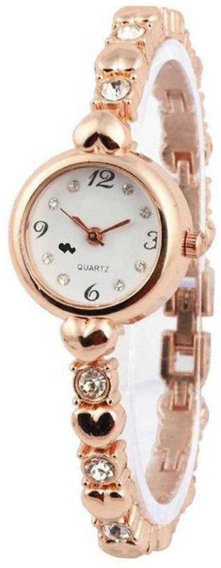 fotoablearc Exclusive Choice Blue Diamond Studded Rose Gold Chain Strap Analog Watch  - For Women