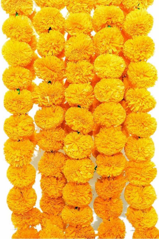 saan Yellow Marigold Artificial Flower(58 inch, Pack of 5)