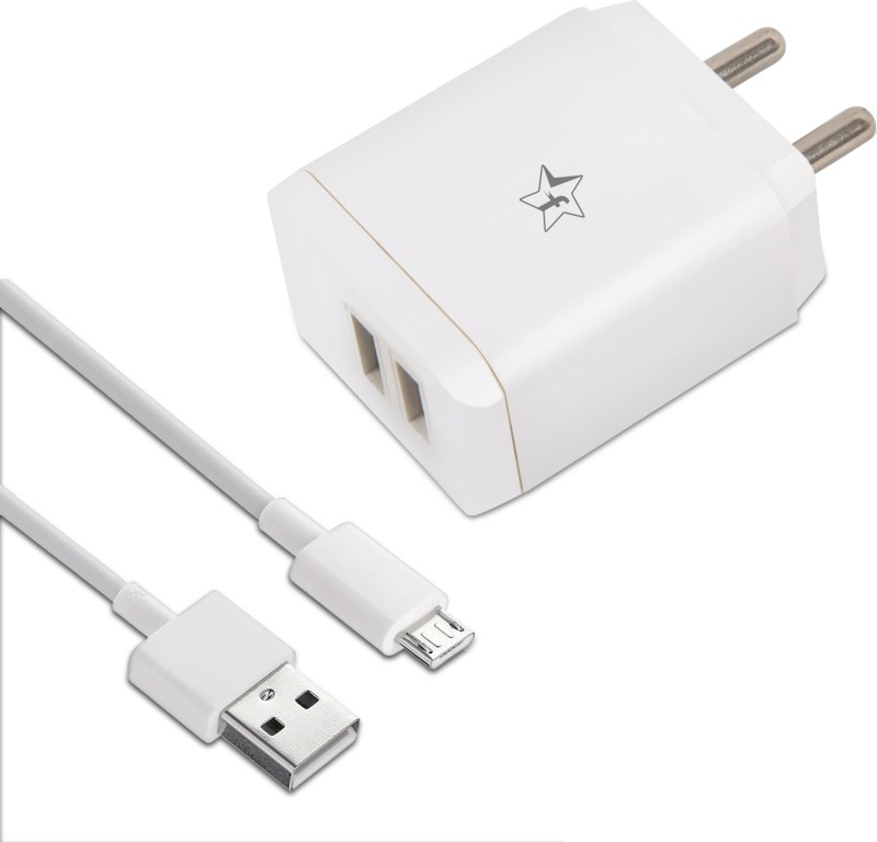 Flipkart SmartBuy Dual Port 3.1A Fast Charger with Charge & Sync USB Cable(White, Cable Included)