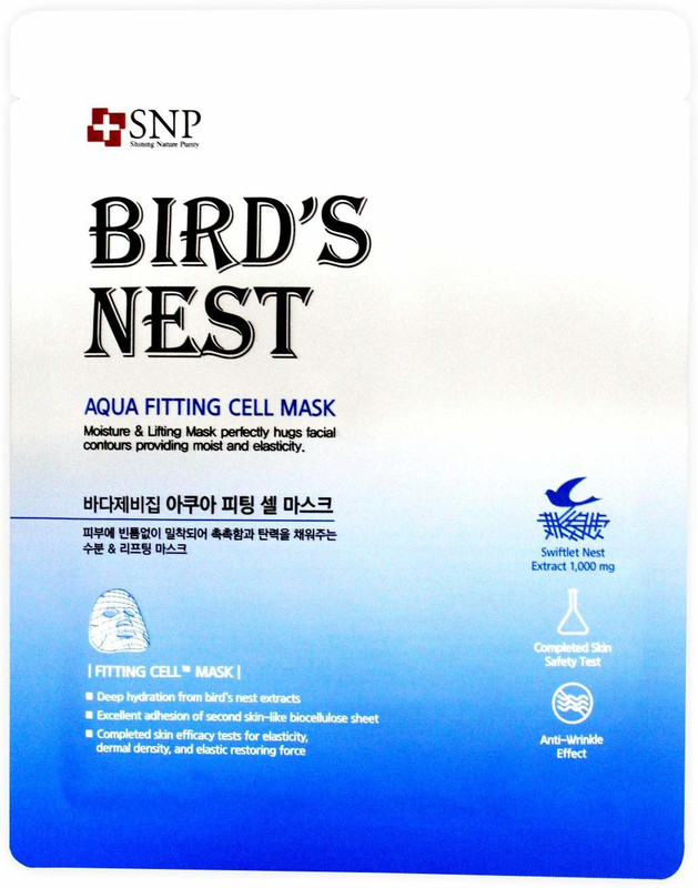 snp Bird's Nest Aqua Fitting Cell Mask 1ea, Korean Facial Mask Sheet(5 g)