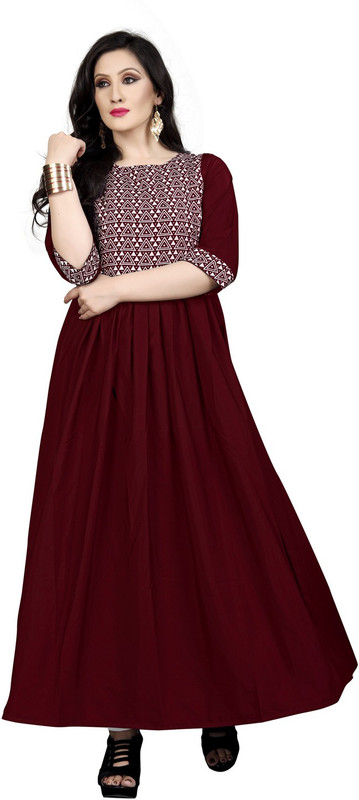 new ethnic fashion Flared/A-line Gown(Maroon)