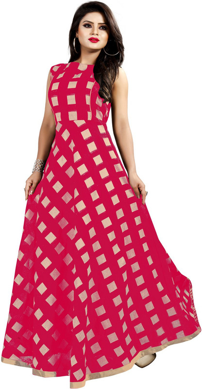 rudratimes Flared/A-line Gown(Pink)