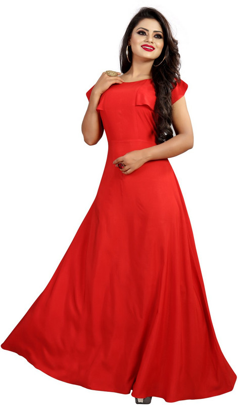 bhavani times Flared/A-line Gown(Red)