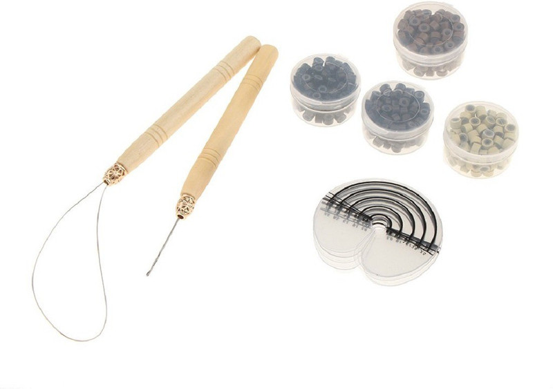 megideal Hair Extension Tools Set Wood Hook Pulling Needle Loop Hair Pin(Multicolor)