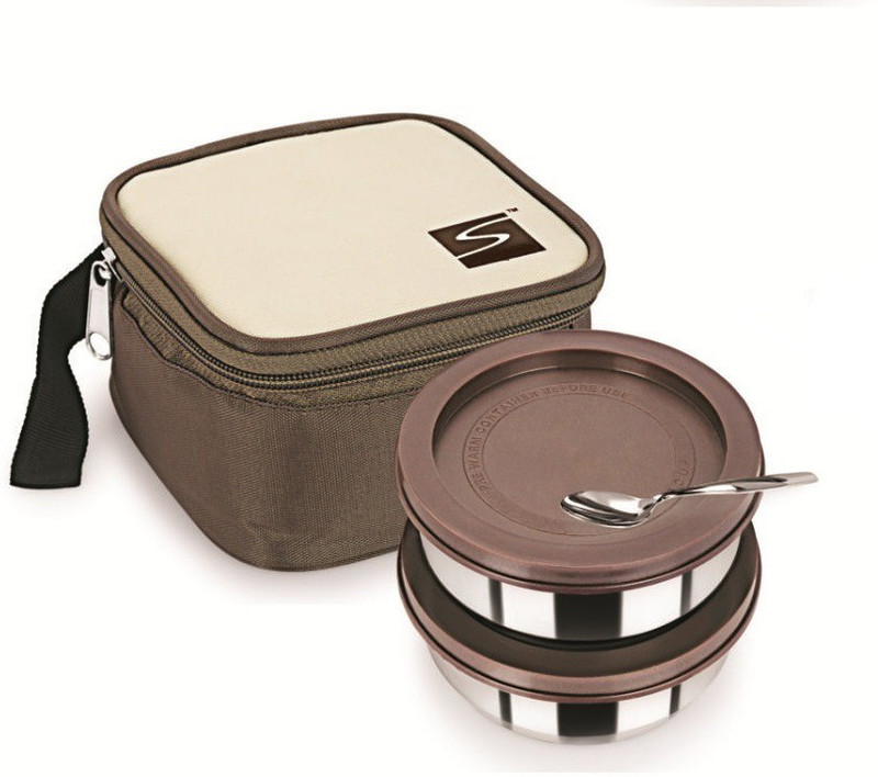 spyker T 20 , 2 Stainless Steel Air tight Containers + Lid + Spoon (600 ml) 2 Containers Lunch Box(600 ml)
