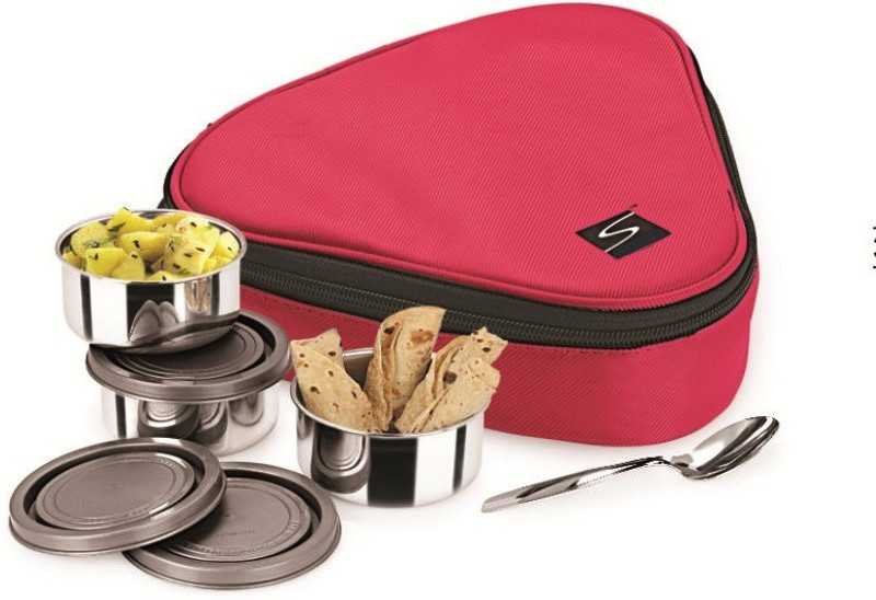 spyker Trio, 3 Stainless Steel Air Tight Containers +Lid + Spoon (600 ml) 3 Containers Lunch Box(600 ml)