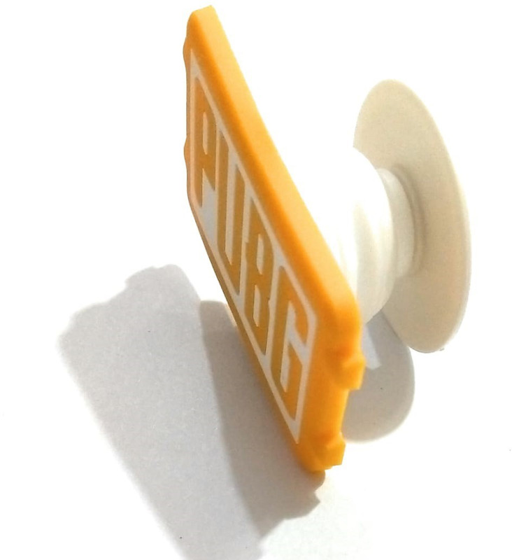 p4u Pubg Collapsible Grip & Stand for Phones and Tablets - White_ Yellow Mobile Holder