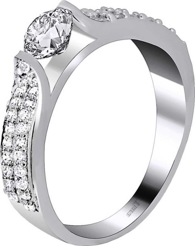 tiara ornaments METAL_SILVER_FASHION_SOLITIARE Silver Swarovski Crystal Rhodium Plated Ring