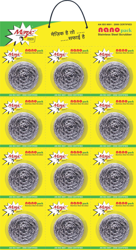 mazic Nano Pack Stainless Steel Scrubber 12pcs Scrub Sponge(Medium, Pack of 12)