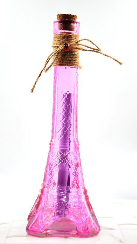 craftfry Exclusive and Latest Love Letter bottle in crystal figurine for couples, (pink), (23.5cm*8cm*8cm) Decorative Showpiece  -  23.5 cm(Glass, Pink)