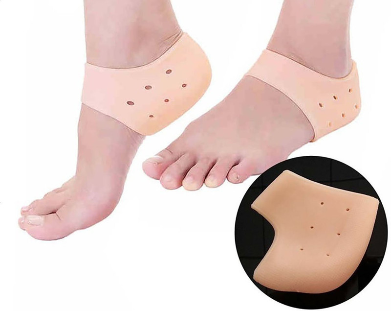 kk2 Silicone Gel Heel Pad Socks for Pain Relief Foot Support(Beige)