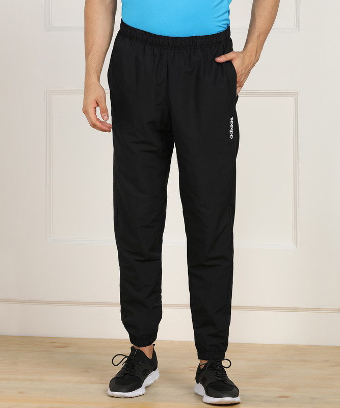 adidas solid men's black track pants
