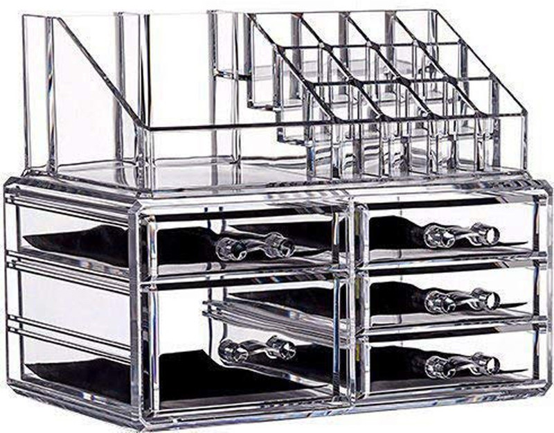 divinz 5 Drawer 16 Grid Eye shadow Brushes Jewellery Organizer Vanity Box(White)
