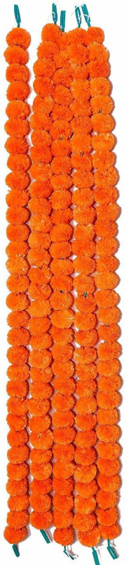 dannyboyzs Artificial Orange Marigold Flower 5 strings .Flowers for home and party decorations, Diwali decorations flowers, Orange Marigold Artificial Flower(60 inch, Pack of 5)