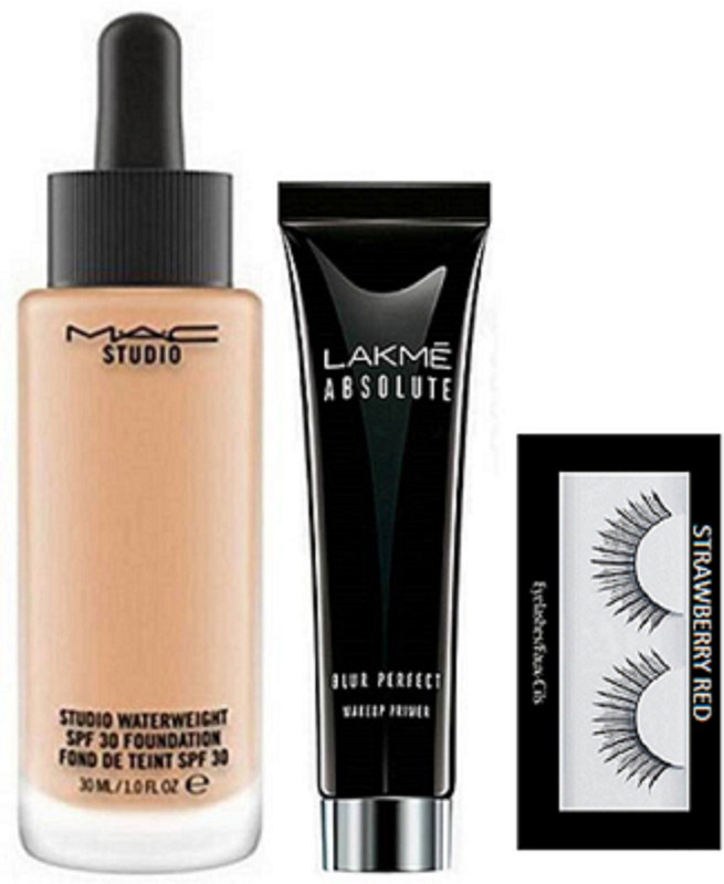 strawberryred eyelashes,studio water weight foundation, absolute primer(3 Items in the set)
