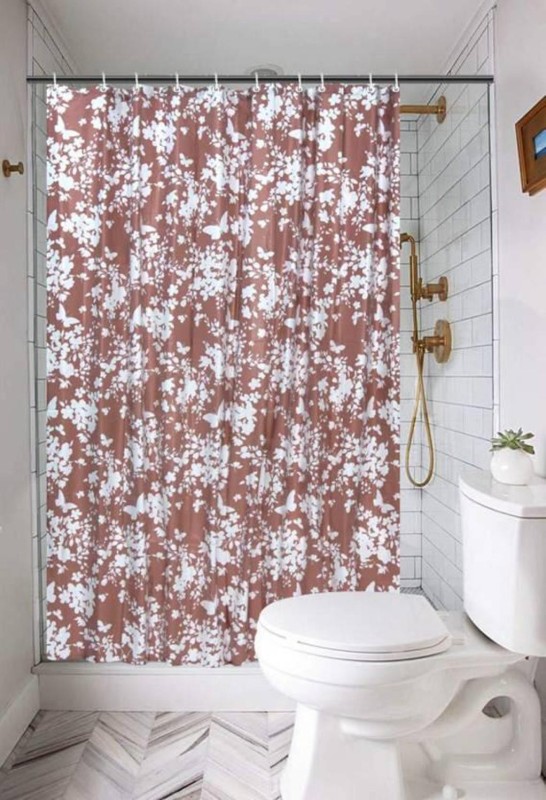 Flipkart SmartBuy 213 cm (7 ft) PVC Shower Curtain Single Curtain(Printed, Brown)
