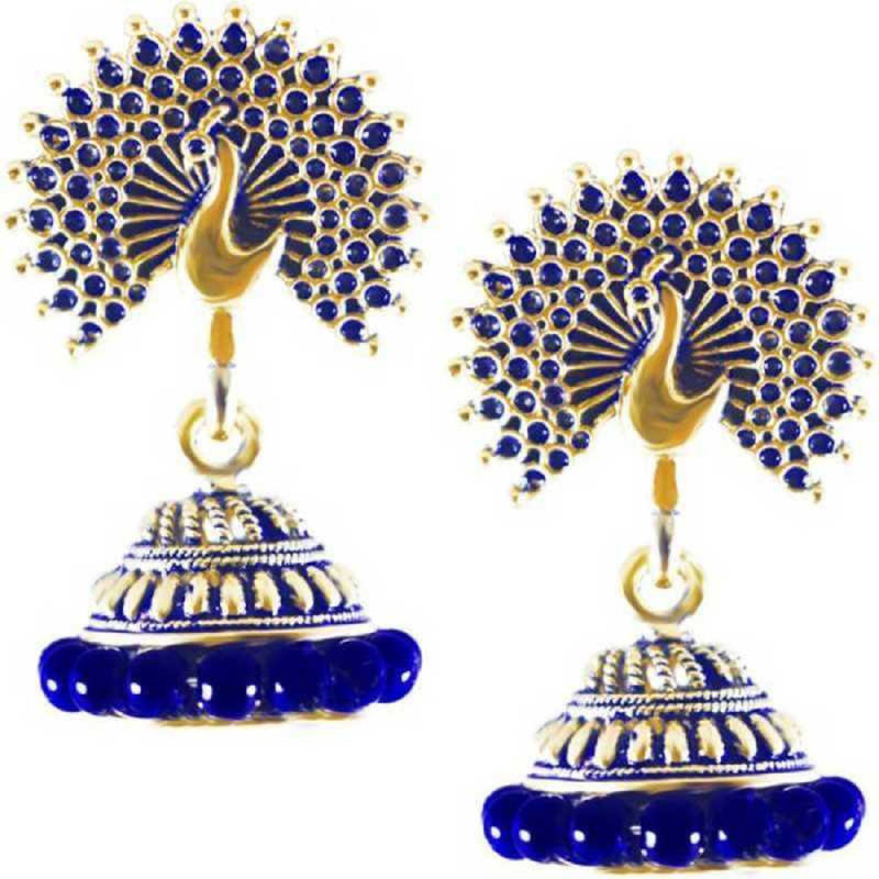 aybor jumkis for Ladies | Marriage Wear blue color Jhumki Earings Beads Metal Jhumki Earring