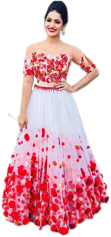 lehenga style Anarkali Gown(White)
