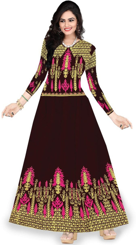 om sai art Anarkali Gown(Multicolor)