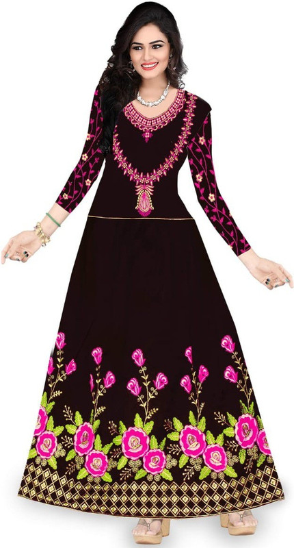 om sai art Anarkali Gown(Multicolor)