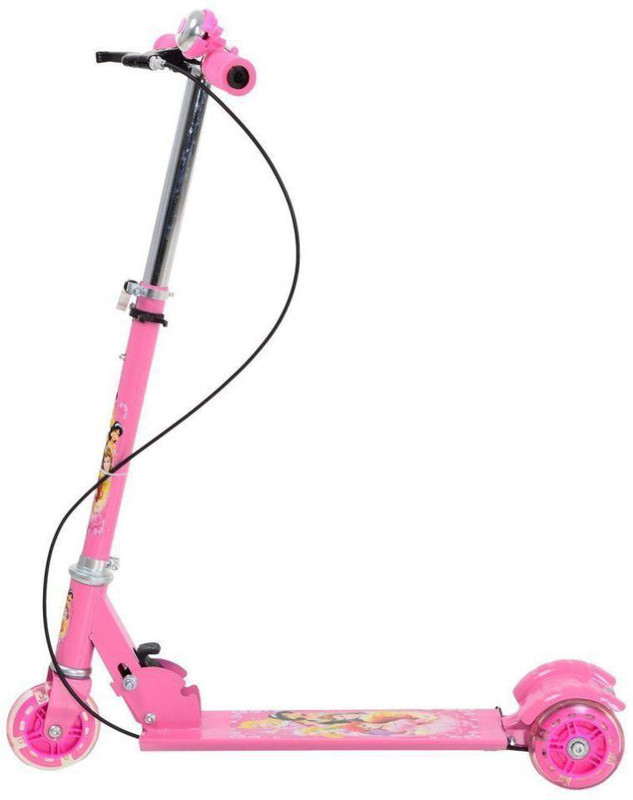 letzol 3-Wheel Height Adjustable Folding Kick Kids Scooty Scooter Toy with Shockers and Light in Wheels(Pink)