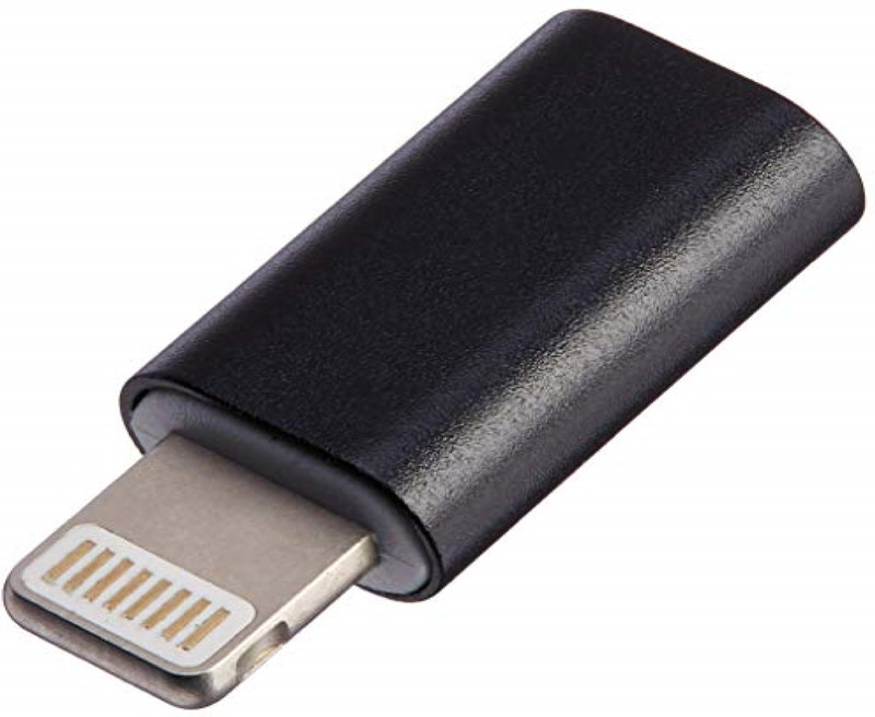 teetos Black Micro USB to 8 Pin Lighting Metal Charger Adapter Converter US Phone Converter(ios)