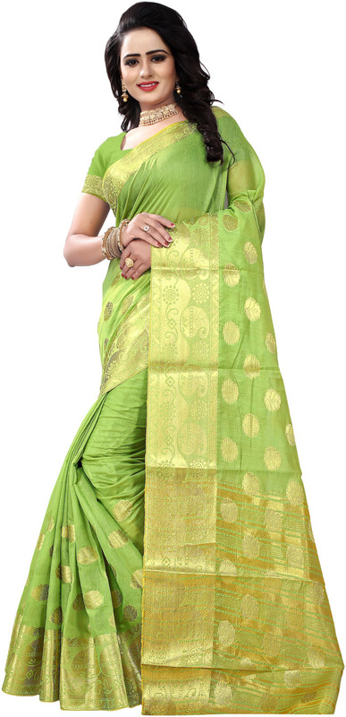 gurukullfashion Woven Daily Wear Art Silk Saree(Green)