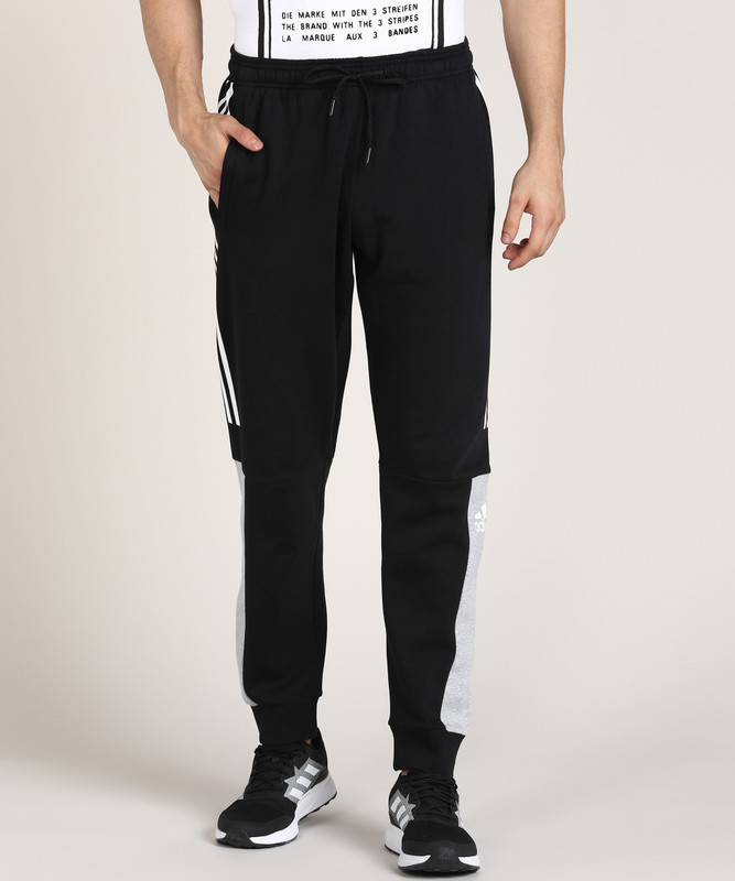 adidas solid men's black track pants