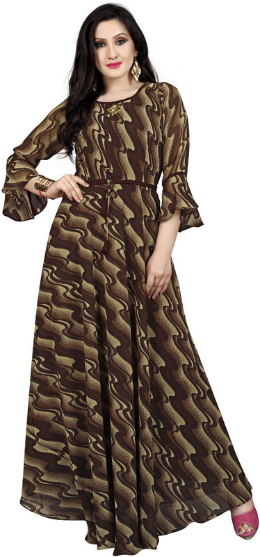 brahmanienterprise Women Gown Multicolor Dress