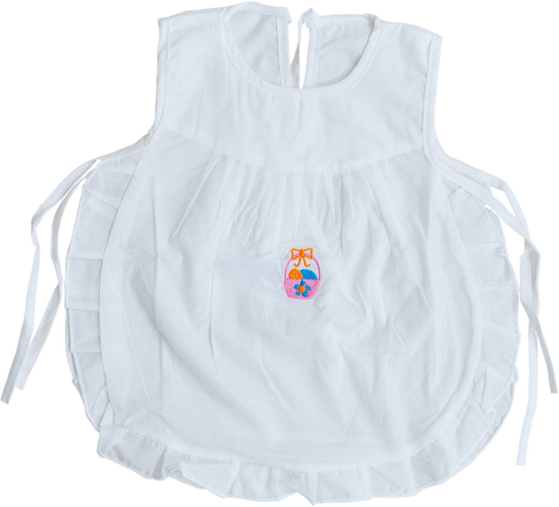 wonder baby Girls Midi/Knee Length Casual Dress(White, Sleeveless)