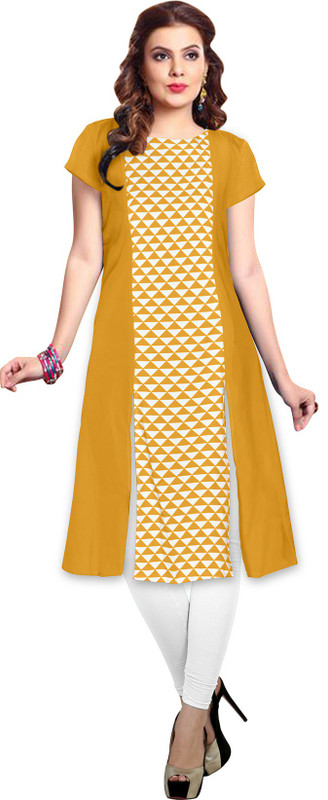 tichibo Casual Printed Women Kurti(Yellow)