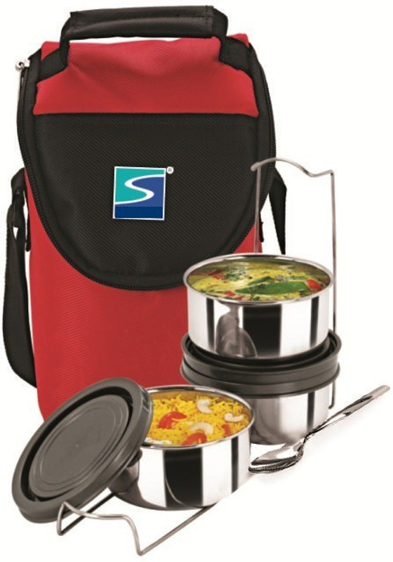 spyker Presto, 3 Stainless Steel Air Tight Containers + Lid + Spoon 3 Containers Lunch Box(600 ml)