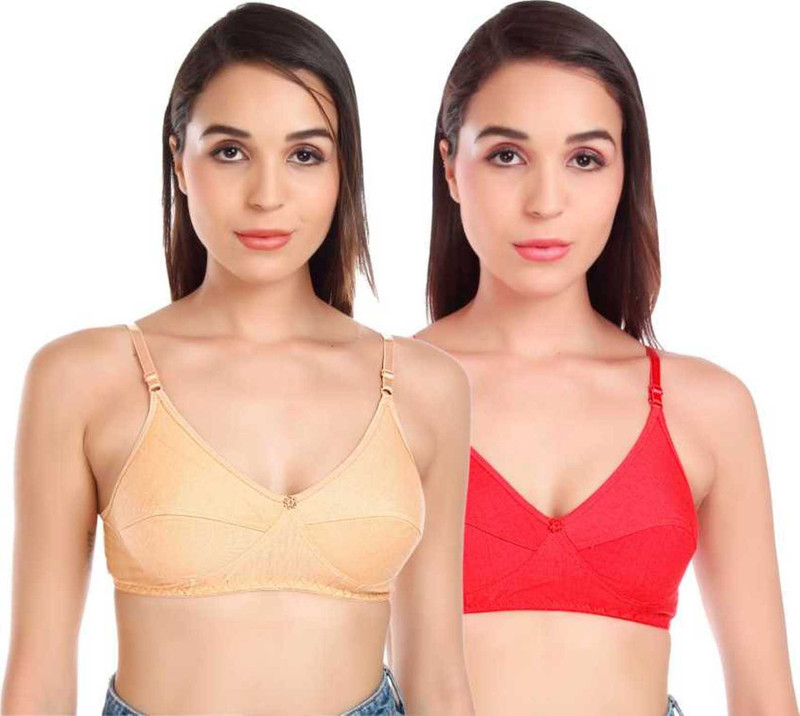 indiandeal Gold, Red Women Cage Bra Non Padded Bra(Gold, Red)