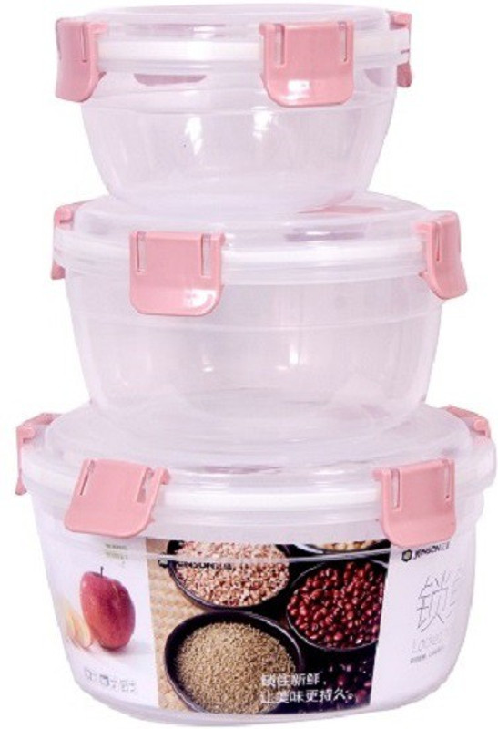 akr  - 1300 ml, 1000 ml, 750 ml Plastic Grocery Container, Fridge Container, Oil Container, Tea Coffee & Sugar Container, Spice Container, Pickle Container & Salt Pepper Container, Egg Container, Milk Container(Pink, Clear)