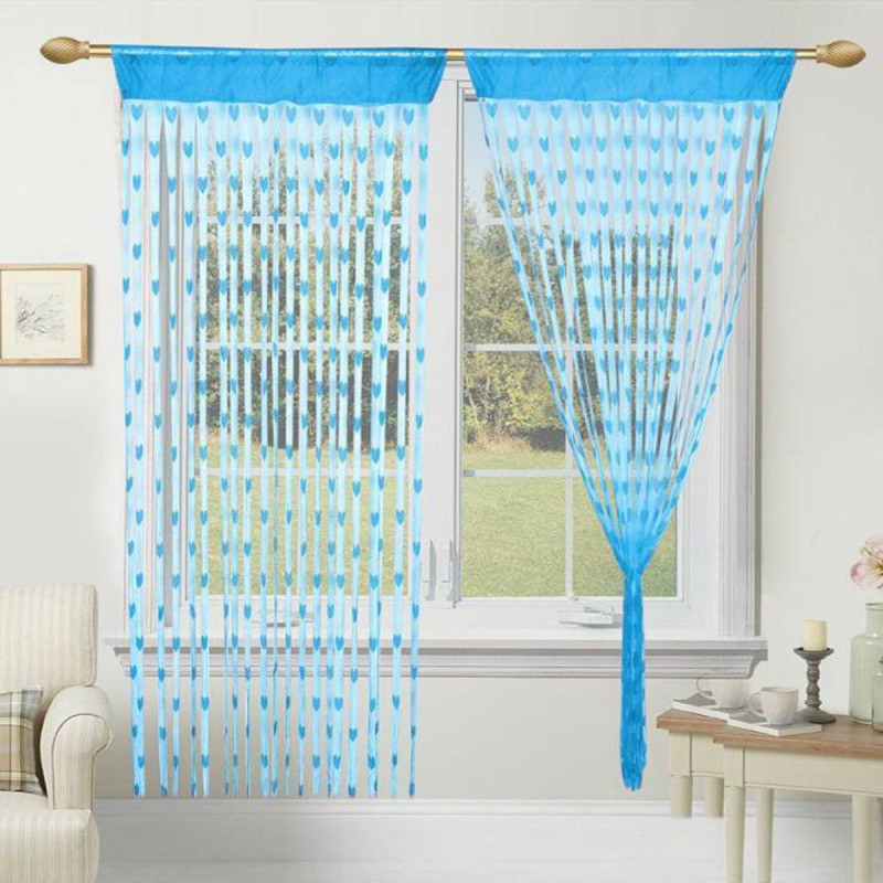 smwebindia 205 cm (6 ft) Net Window Curtain (Pack Of 2)(Self Design, Blue)