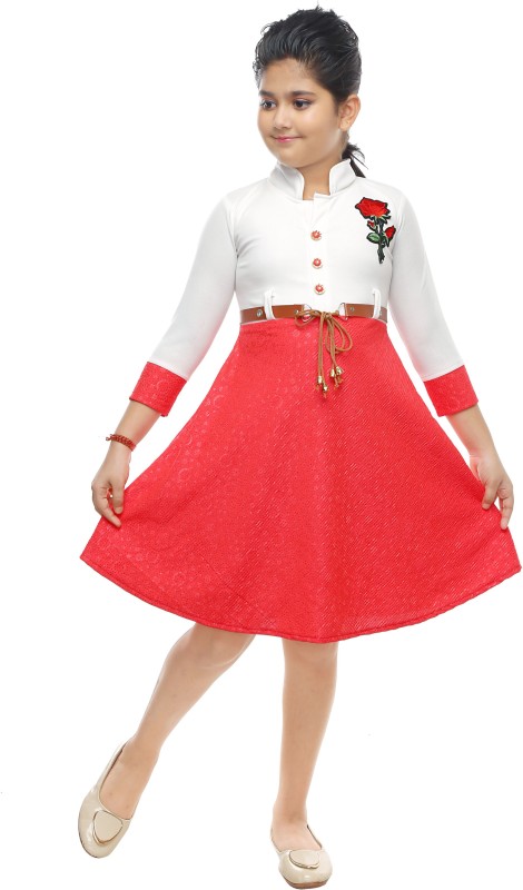 FTC FASHIONS Girls Mini/Short Casual Dress(Multicolor, 3/4 Sleeve)