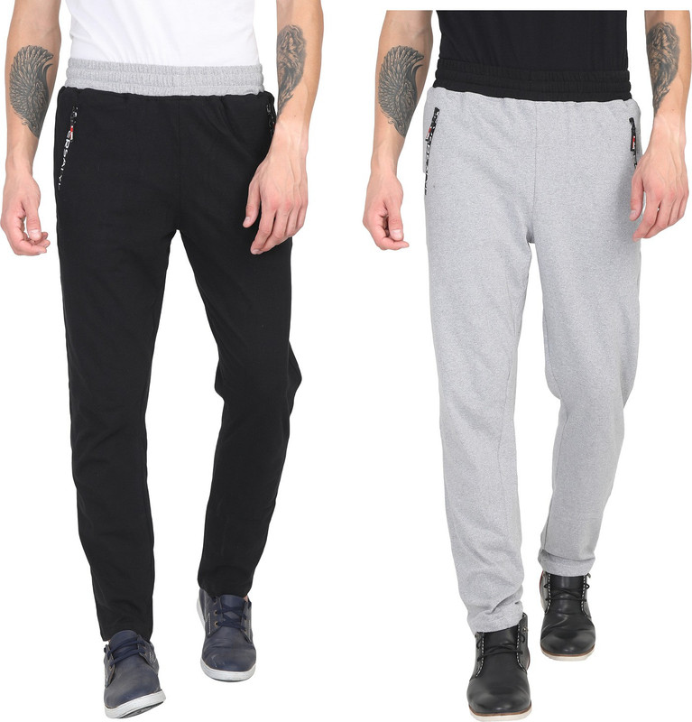 versatyl Solid Men Black, Grey Track Pants