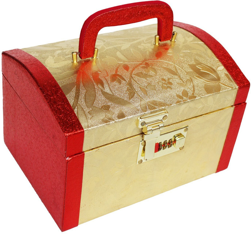ethniccreations2 Red Gold Color Womens Wedding Vanity Box(Red Golden)