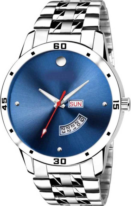 focusproduct SILVER BLUE DAY AND DATE BEAUTIFULL WATCH FRO MAN Analog Watch  - For Men