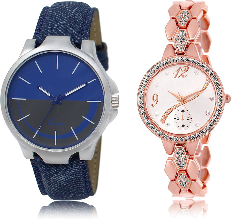shop in style 24-215 WHITE AND BLUE DIAL SPECIAL COMBO WATCH NEW ARRIVAL FAST SELLING TRACK DESIGNER WATCH FOR PARTY_PROFESSIONAL_DIWALI_FESTIVAL SPECIAL WATCH FOR MAN _WOMAN Analog Watch  - For Couple