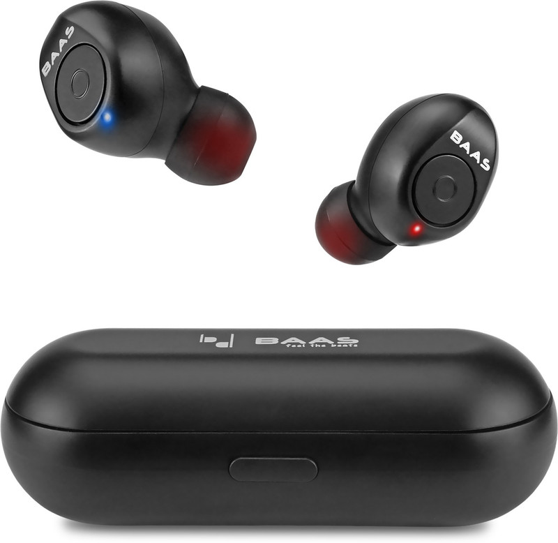 baas Super Sounds Wireless Bluetooth Headphone Bluetooth Headset with Mic(Black, In the Ear)