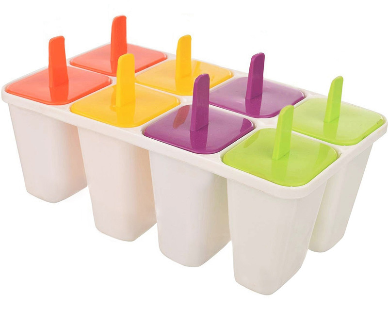 amicus Fruit Puff 8 Popslice Small Square Kulfi Mould Multicolor Plastic Ice Cube Tray(Pack of 1)