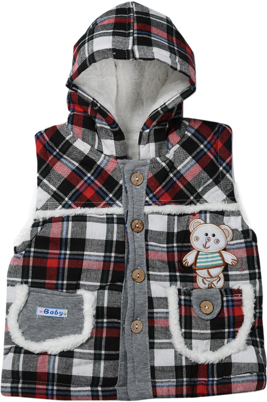 Zonko Style Sleeveless Checkered Baby Boys & Baby Girls Jacket