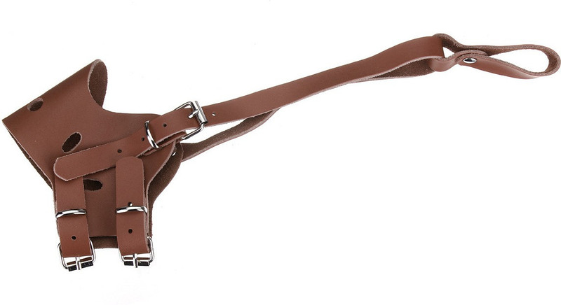Nema Leather Adjustable AntiBite Mesh Guard (Brown, Large) Large Other Dog Muzzle(Brown)