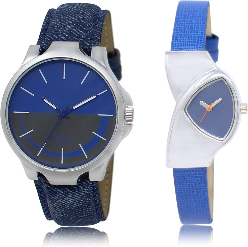 shop in style 24-208 BLUE DIAL SPECIAL COMBO WATCH WITH LEATHER BELT WATCH FOR COUPLE NEW ARRIVAL FAST SELLING TRACK DESIGNER WATCH FOR PARTY_PROFESSIONAL_DIWALI_FESTIVAL SPECIAL WATCH FOR MAN _WOMAN Analog Watch  - For Couple