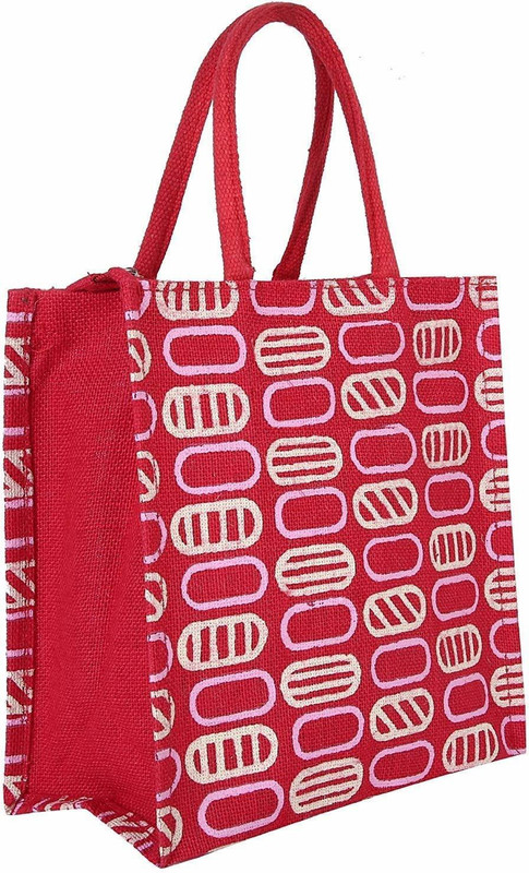 sithi Multipurpose Eco Friendly Jute Lunch Tiffin Hand Bag for Men & Women Waterproof Lunch Bag(Pink, 5 L)